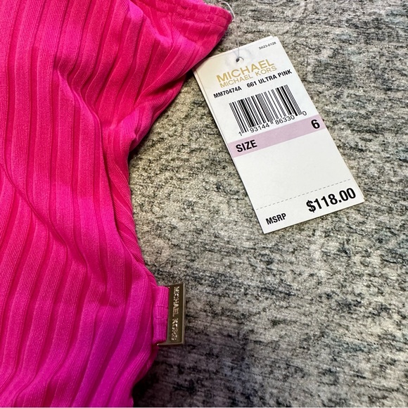 🆕 Michael Kors Vibrant Pink Ribbed Swimsuit - Picture 4 of 5